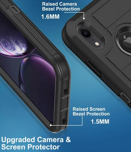 Vista 4 de Funda para iPhone XR, con protector de pantalla integrado, protección resistente contra caídas, cuerpo completo, a prueba de golpes, a prueba