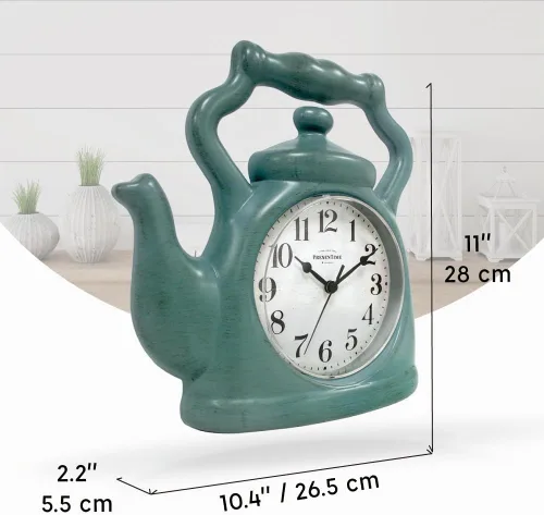 Vista 7 de Presentime & Co. Reloj de té de 11" de Presentime, silencioso sin tictac, estilo moderno de granja, reloj de pared y repisa 2 en 1, para escritorio