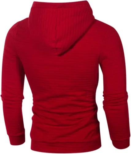 Vista 3 de Sudadera con capucha de algodón para hombre, ajuste holgado, secado rápido, manga larga, cómoda, con botones, de forro polar