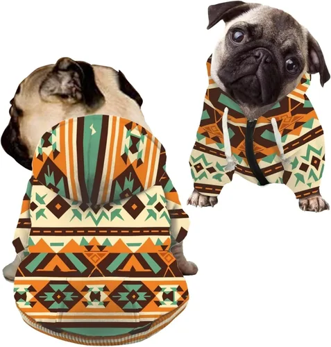 Vista 11 de Howilath Sudaderas con la bandera estadounidense para perros medianos, abrigo de invierno con diseño de pata de cachorro, ropa cálida con capucha