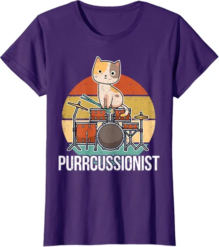 Vista 10 de Funny Percussion Drummer Drumming Drums Saying I Kitten Cat Camiseta, Negro, S