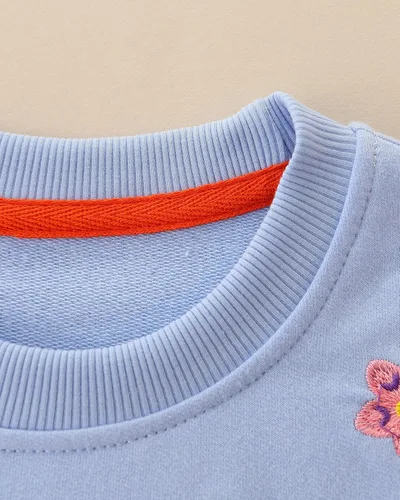 Vista 5 de HILEELANG Sudaderas de algodón para niña, estilo casual, cuello redondo, manga larga, suéter