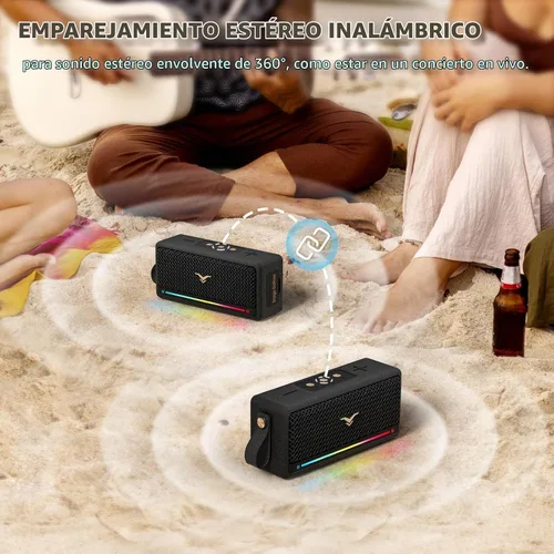 Vista 5 de Altavoces Bluetooth portátiles de 40 W, IP67 impermeable inalámbrico resistente con graves adicionales activos, entrada AUX/USB, Bluetooth 5.3