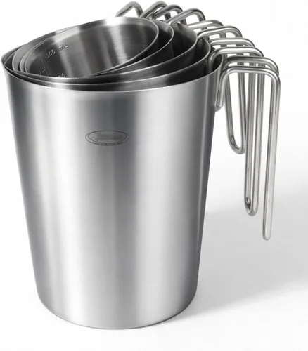Vista 14 de Newness Juego de 2 tazas medidoras de acero inoxidable (3 marcas, incluye escala de taza/ml/onza) (2 y 3 tazas) taza medidora de metal con asa