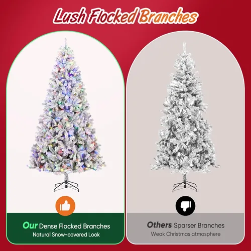 Vista 6 de Árbol de Navidad flocado de nieve preiluminado de 4.5 pies con Flocado-multi