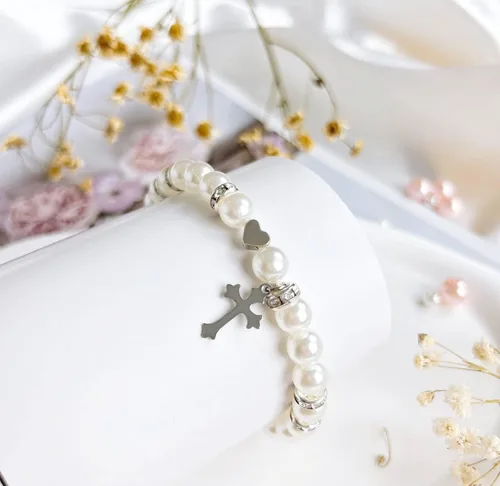 Vista 3 de Regalos de bautismo para niñas (bautismo, corazón blanco)