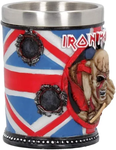 Vista 6 de Nemesis Now B4126M8 Iron Maiden Shot Glass 2.8 in Azul, Resina con Inserto de Acero Inoxidable