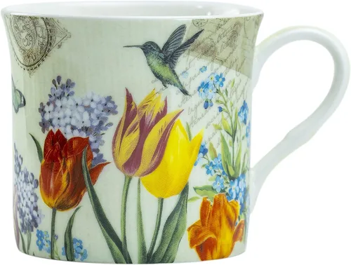 Vista 6 de Bone China Tazas de té de café de 10 onzas, surtido (jardín botánico de pájaros), 4 unidades (paquete de 1)