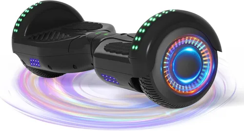 Vista 9 de Kids Scooter with Bluetooth Speaker & Corlorful LED Lights, Dual 250W Motor 7.5 Mph Speed, Gifts for All Ages Blanco