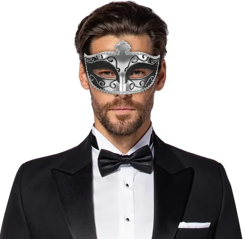 Vista 2 de Máscara de mascarada para hombres, máscara veneciana griega romana, Halloween, cosplay, fiesta, disfraz para hombres, máscara de Mardi Gras