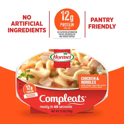 Vista 3 de HORMEL COMPLEATS - Bandeja para microondas de pollo y fideos, 7.5 onzas (paquete de 7)