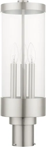 Vista 9 de Livex Lighting 20728-91 Hillcrest - Linterna de poste superior para exteriores, acabado de níquel cepillado con cristal transparente