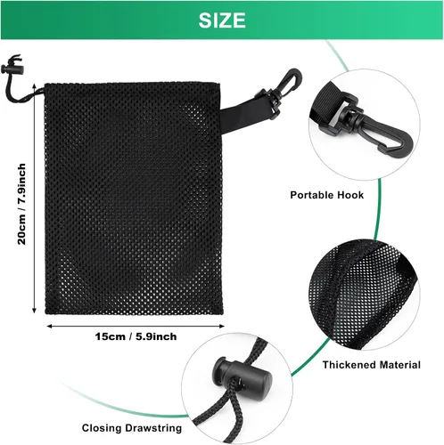 Vista 9 de 10 bolsas de malla con clips, bolsas de almacenamiento de nailon portátiles para juguetes, almacenamiento deportivo, actividades al aire libre, etc.