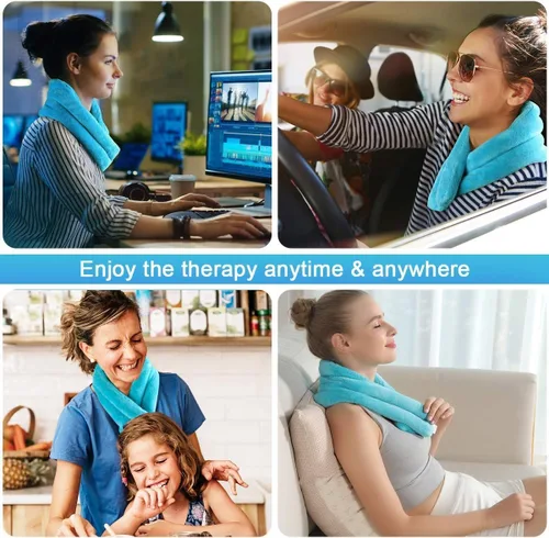 Vista 6 de Relief Expert Envoltura de calentamiento de cuello de microondas con calor húmedo, almohadilla térmica de microondas para cuello para terapia