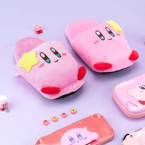 Vista 3 de Pantuflas rosadas con forma de bola de soplo Lindo videojuego de anime Smash Star Allies Forgotten Land Zapatos de felpa pastel mullidos sin