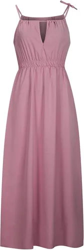 Vista 5 de Vestido de tul para mujer, liso, sin mangas, con tirantes halter, elegante, manga abombada, fiesta, festivo, plisado, hasta la rodilla
