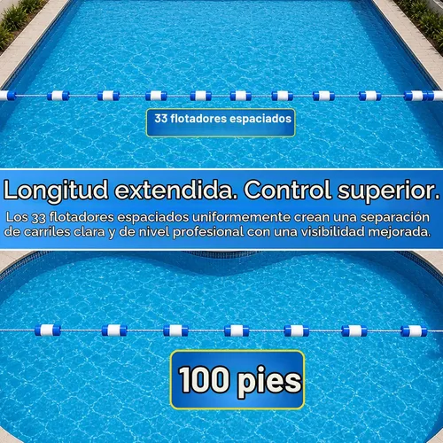 Vista 3 de FibroPool Cuerda de seguridad para piscina de 100 pies - 33 flotadores