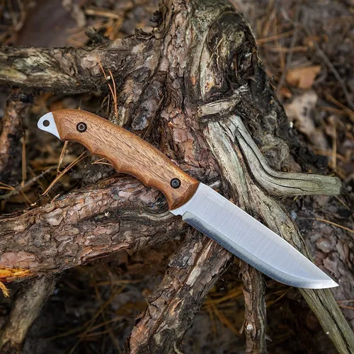 Vista 6 de BPSKNIVES HK5 CSH - Cuchillo para zurdos - Cuchillo de camping de espiga completa con funda de cuero - Cuchillos tácticos de supervivencia