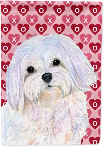 Vista 183 de Caroline's Treasures SS4484GF Bandera de jardín con diseño de bulldog inglés y corazones para el Día de San Valentín, bandera decorativa para patio