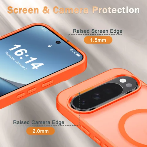 Vista 937 de Funda para Google Pixel 10 Pro XL, cubierta magnética mate, color negro Fit for MagSafe, Screen Protector included, Shockproof Military Grade