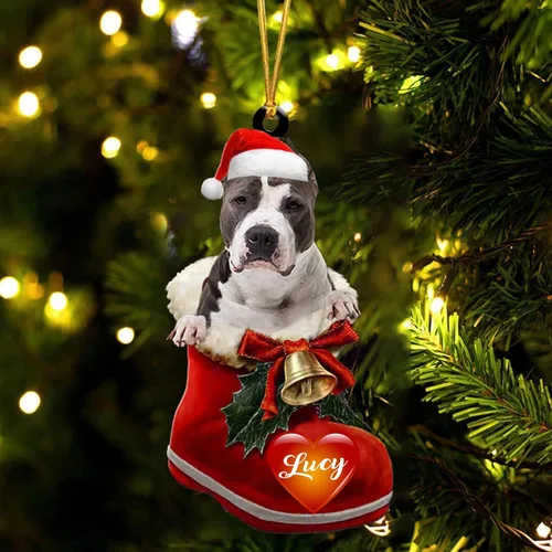 Vista 46 de Adorno de Navidad de perro afgano en bota de Papá Noel, adorno de nombre de perro personalizado, regalo para amante de los perros, decoración