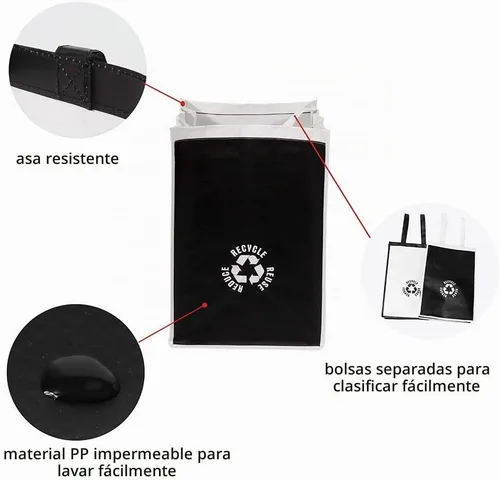 Vista 3 de Lily Queen - Bolsas de basura de reciclaje para la cocina y el hogar, base impermeable para botes de clasificación de basura, cestas de 2