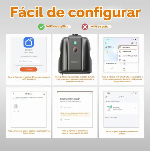 Vista 5 de Enchufe Inteligente para Exteriores Impermeable, TESSAN Enchufe WiFi Inteligente Compatible con Alexa, Google Assistant, Regleta de Alimentación