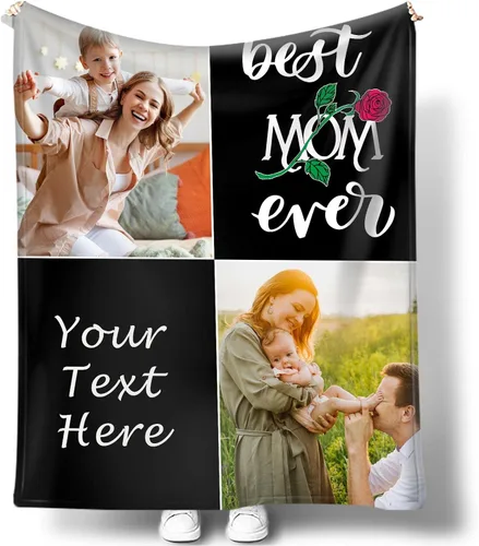 Vista 14 de Mantas personalizadas con fotos para mujeres y hombres, regalos de cumpleaños conmemorativos, manta personalizada de franela suave con mis propias
