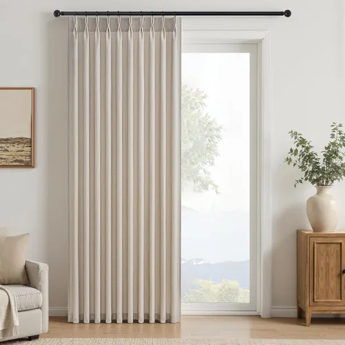 Vista 15 de 2 paneles de cortinas plisadas de lino beige de 84 pulgadas de largo, para dormitorio y sala de estar, cortina plisada con ganchos y pestaña trasera