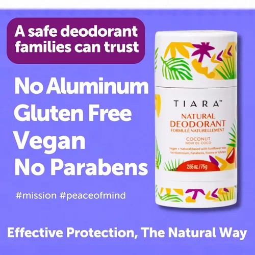 Vista 2 de TIARA - Desodorante natural sin aluminio para mujeres y hombres, protección contra olores de larga duración, desodorante para todo el cuerpo,