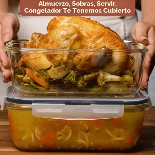 Vista 2 de Razab 4 recipientes grandes de vidrio para almacenar alimentos de 62.9 fl oz / 63 onzas / 8 tazas con tapas, recipientes de vidrio para preparar