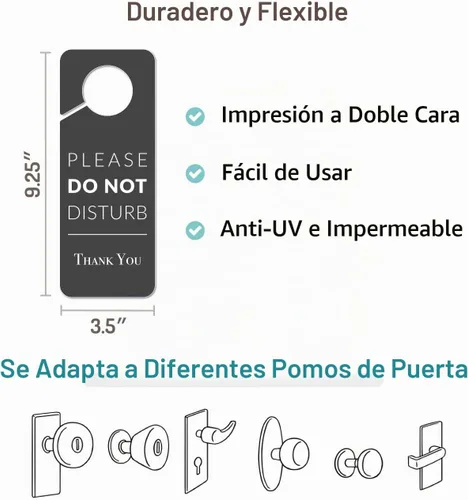 Vista 2 de Letrero para colgar puerta, paquete de 2 (impreso en ambos lados), plástico de PVC de 9.3 x 3.5 pulgadas, letrero con texto en inglés «Please Do Not