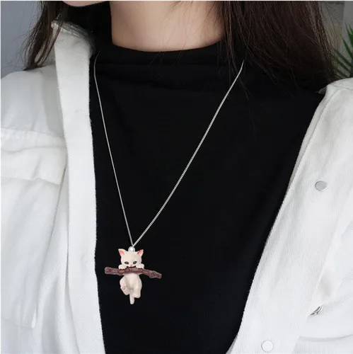 Vista 4 de 3d Panda Necklace Animal Set for Girls and Women, Silver Chain Jewelry Inspired by Cute Panda Corgi Dog Cats, Gift for Pet Lovers