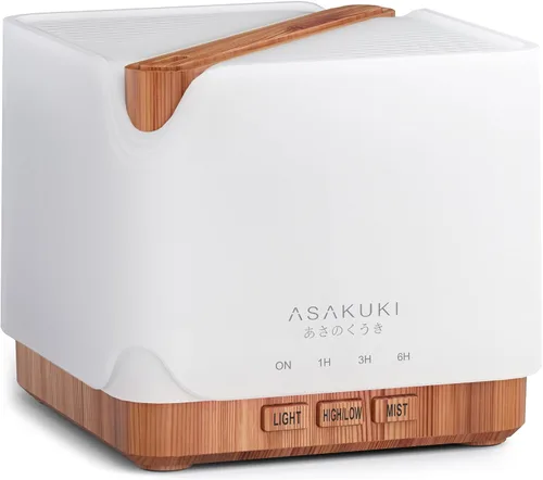 Vista 9 de ASAKUKI Difusor de aceite esencial, humidificador ultrasónico multifuncional para aromaterapia con aceite fragante vaporizador con temporizador