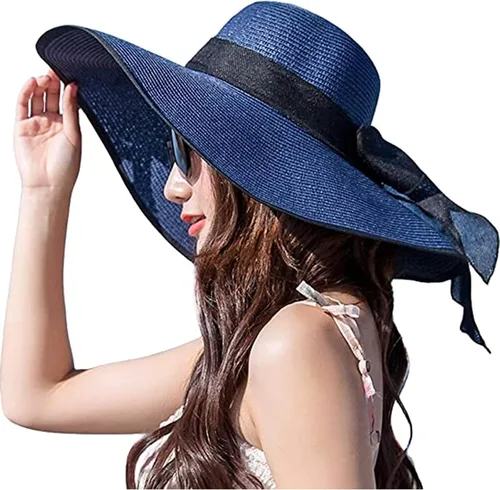 Vista 8 de FSIGOM Sombrero flexible plegable para mujer, sombrero de paja con protección solar de ala ancha, gorra de playa con protección UV de verano