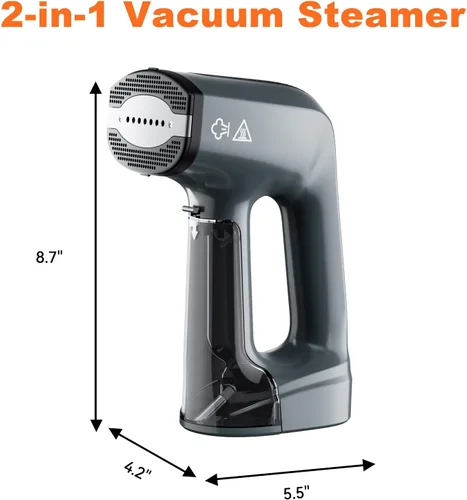Vista 8 de GHORA Vaporizador al vacío para ropa, 3500 Pa, vaporizador de mano de succión fuerte, vaporizador portátil de viaje y plancha de doble modo