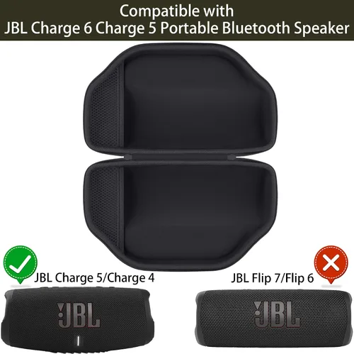 Vista 2 de Funda rígida de camuflaje para JBL Charge 6/Charge 5 y soporte de altavoz ajustable negro