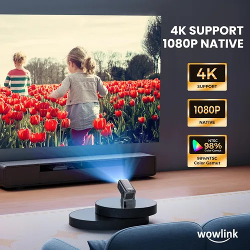 Vista 5 de Proyector [Enfoque automático y aplicaciones nativas y integradas de 1080P] Proyector 4K compatible con corrección automática WiFi 6 Bluetooth 5.4