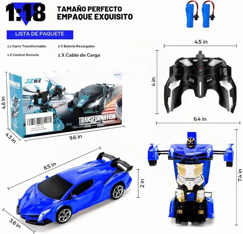 Vista 6 de Blackma Carro a Control Remoto – Transformar, Deformación con Un Botón y Deriva Giratoria de 360°, Carro RC Robot Transformable con Luz LED, Regalos