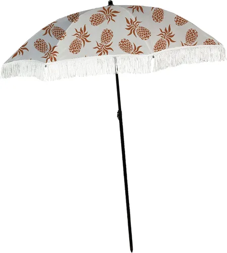 Vista 27 de Sombrilla de playa para arena, resistente al viento, con bolsa de anclaje de arena, portátil, flecos, bolsa de mezclilla, cuenta con parte inferior