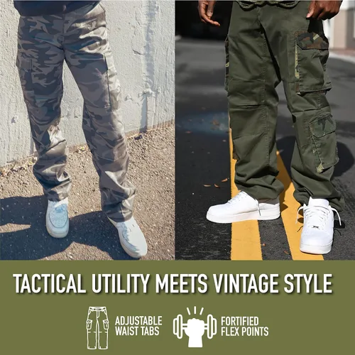 Vista 2 de Rothco - Pantalones vintage estilo paracaidista, relajados, estilo cargo con diseño de camuflaje vintage