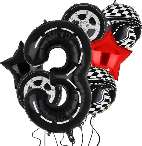 Vista 7 de Paquete de 7 globos con número 1 de 40 pulgadas para decoración de primer Negro 1