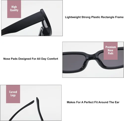 Vista 5 de Retro Rectangle Sunglasses for Women Trendy 90s Vintage Sunglasses UV400 Protection Narrow Square Frame