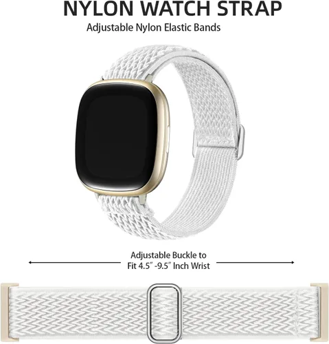 Vista 2 de Paquete de 10 correas para Fitbit Versa 3/Fitbit Versa 4 Band/Fitbit Sense bandas para hombres y mujeres, correa elástica ajustable de nailon