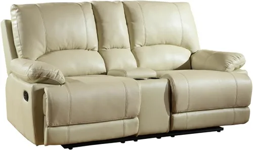 Vista 14 de Blackjack Furniture Brantley Collection - Sofá biplaza reclinable tapizado de cuero con consola, asientos acolchados de felpa con bobina Marrón
