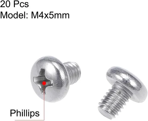Vista 2 de uxcell Tornillos de máquina M4x5mm Pan Phillips Tornillo de cabeza cruzada 304 pernos de sujeción de acero inoxidable 20 piezas