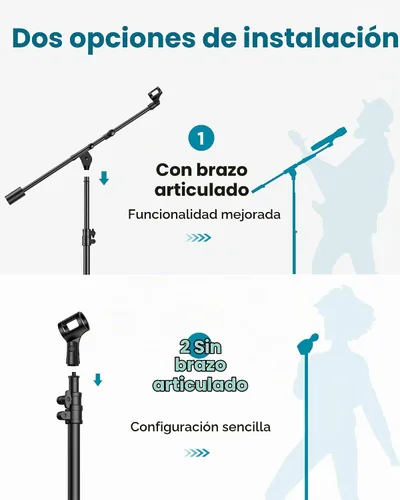 Vista 3 de InnoGear Soporte de micrófono, altura máxima de 82.28 pulgadas, soporte de micrófono de piso con brazo desmontable y base con peso para Blue Yeti