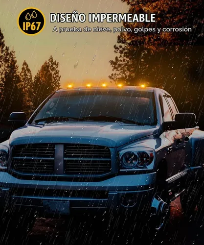 Vista 5 de Partsam Luz de marcador de cabina, lente ahumada, forma de ojo ámbar, 13 luces LED para techo de cabina [ajuste universal] compatible con camionetas