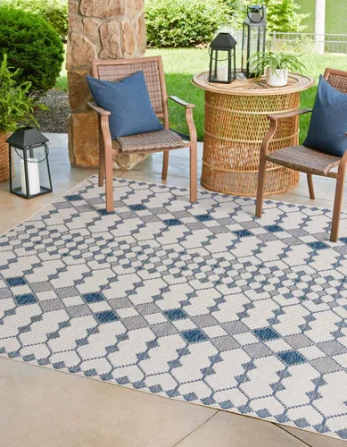 Vista 23 de Unique Loom Outdoor Trellis Collection - Alfombra de área - Traliccio (2 pies 2 pulgadas x 3 pies 1 pulgada, rectangular, carbón/marfil)