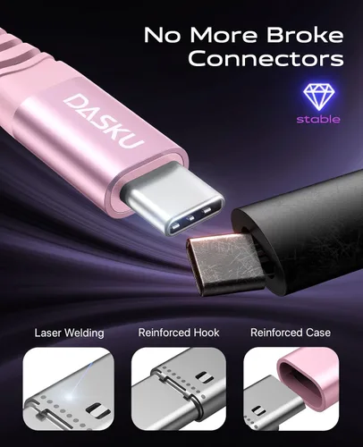 Vista 82 de Dasku iPhone 17 USB C a USB C de carga rápida, 60 W (3.1 A), paquete de 2 cables cargador de carga de 3 pies tipo C para iPhone 17/16/15/15 Plus/15